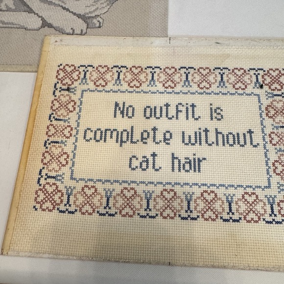 Lot of Completed Counted Cross Stitches Kitty Cat Horse Animal Themed Patterns - Picture 7 of 9